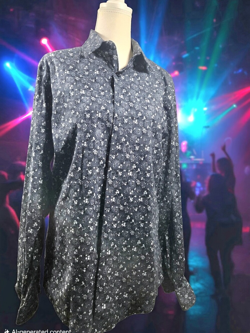 Express Men's Black Floral Button-Down Shirt